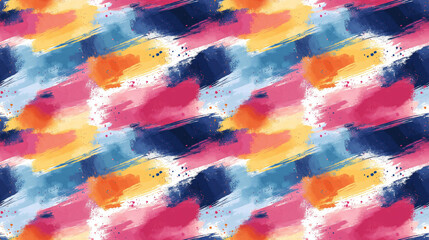 Fototapeta premium Colorful seamless pattern featuring watercolor pastel designs geometric tie dye stripes and vibrant ink splotches perfect for fabric and textile design