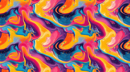 Obraz premium Psychedelic swirl flow pattern in vibrant acrylic paint with marbled effects ideal for unique textile design or artistic backgrounds