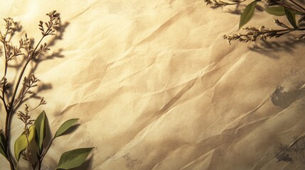 Vintage Botanical Background with Dried Flowers and Leaves
