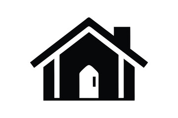 Simple house icon silhouette black vector art illustration.