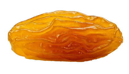 Detailed Shot of a Golden Yellow Raisin Isolated on a White Background