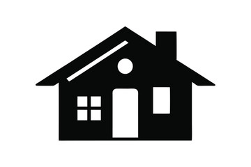 Obraz premium Simple house icon silhouette black vector art illustration.