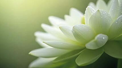 Obraz premium Fresh petals in a lush natural setting, macro shot with vibrant greens, soft focus on petals, dewy morning light