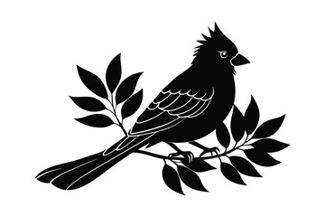 Elegant Bird on Branch Vector - Minimalist Nature Illustration for Wildlife, Botanical Decor & Ornithology Art