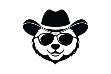 Cool Cowboy Panda with Sunglasses - Fun Vector Illustration for Cute Animal Icons, Western Style & Playful Decor