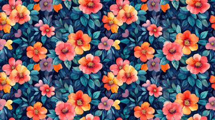 Floral seamless pattern featuring intricate watercolor motifs ideal for wallpaper design home decor