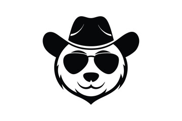 Cool Cowboy Panda with Sunglasses - Fun Vector Illustration for Cute Animal Icons, Western Style & Playful Decor