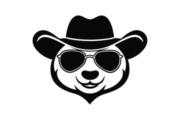 Cool Cowboy Panda with Sunglasses - Fun Vector Illustration for Cute Animal Icons, Western Style & Playful Decor