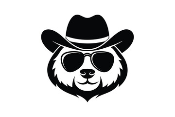 Cool Cowboy Panda with Sunglasses - Fun Vector Illustration for Cute Animal Icons, Western Style & Playful Decor