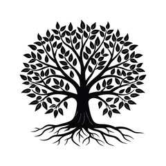 Obraz premium Black and White Leafless Tree Silhouette - Minimalist Vector Illustration for Rustic Decor, Botanical Art & Nature Design