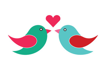 Adorable Lovebirds with Heart - Cute Valentine Bird Vector Illustration for Romantic Decor, Cards & Wildlife Art