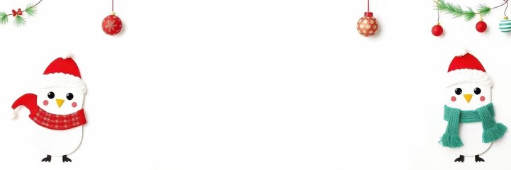 Collection of festive Christmas owls in various holiday accessories like Santa hats and scarves, on a clean white background, cheery, whimsical, festive