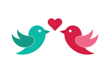 Adorable Lovebirds with Heart - Cute Valentine Bird Vector Illustration for Romantic Decor, Cards & Wildlife Art