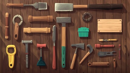 Assorted Construction and Repair Tools on Wooden Surface - Essential DIY Toolkit for Home and Site Projects