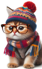 Obraz premium cute cartoon cat wearing sunglasses and a cap