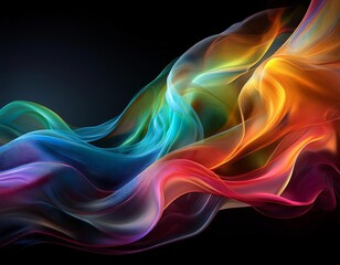 Black Background Rainbow Flowing Illustration E010