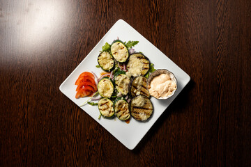 Griechichische, mediterrane Vorspeise,  Gegrillte Zucchini und Gemüse