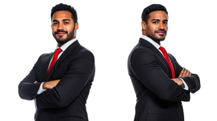 Latino Businessmen in Suits With Arms Crossed Generative AI