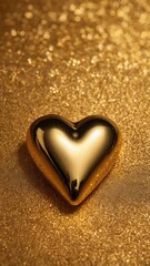 Gold, Heart, Golden Heart, Shiny, Sequins, Pendant, Necklace