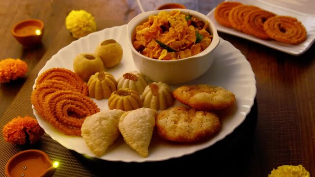 Diwali snacks Diwali faral, Diwali Special sweet and salty snacks, Festival snacks from Maharashtra, India.