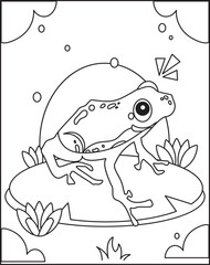 Black and white coloring picture of a frog For Kids.