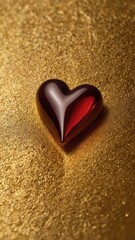 Obraz premium heart, love, valentine, shape, symbol, romance, day, valentines, chocolate, romantic, sweet, food, decoration, red, brown, holiday, isolated, candy, texture, cookie, passion, concept, gold, gift