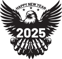 Happy New Year 2025 Eagle bird silhouette vector design