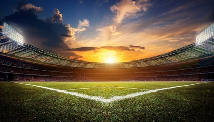 Sunset in the football stadium