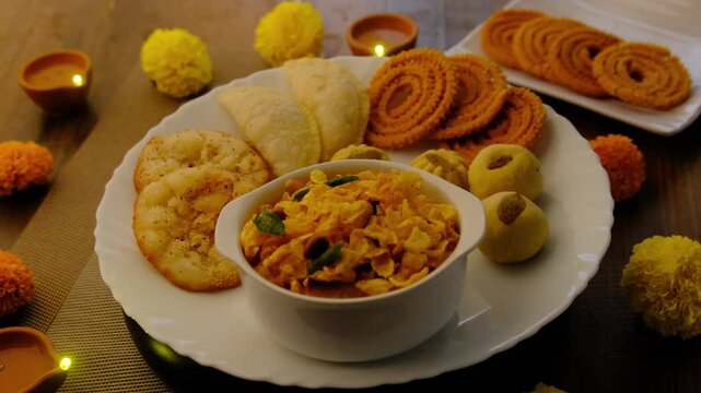 Diwali snacks Diwali faral, Diwali Special sweet and salty snacks, Festival snacks from Maharashtra, India.