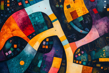 Abstract art with vibrant colors and geometric shapes.