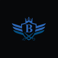 Modern Barber Shop Logo With Letter B