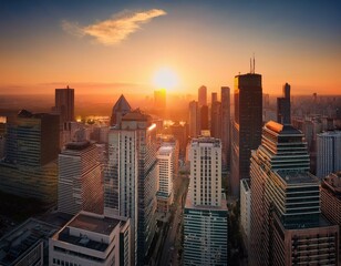 Sunset in the city