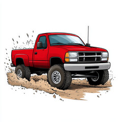 Red Cartoon Pickup Truck Illustration for Creative Projects