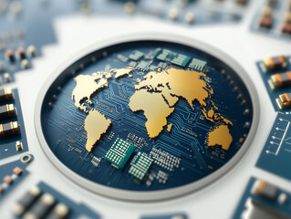 Chip with a world map