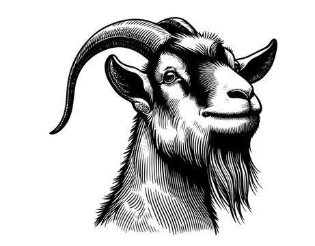 goat with distinctive horns and beard