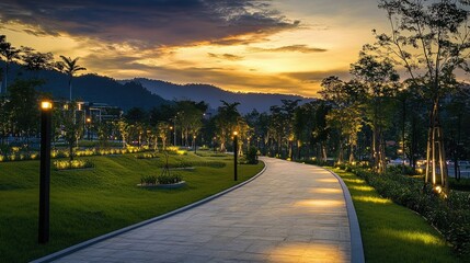 Obraz premium Serene Evening in a Beautiful Park