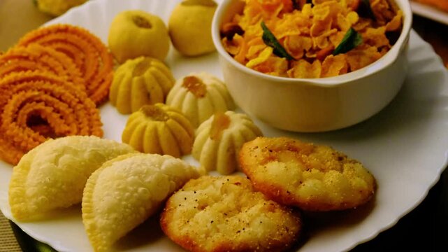 Diwali snacks Diwali faral, Diwali Special sweet and salty snacks, Festival snacks from Maharashtra, India.