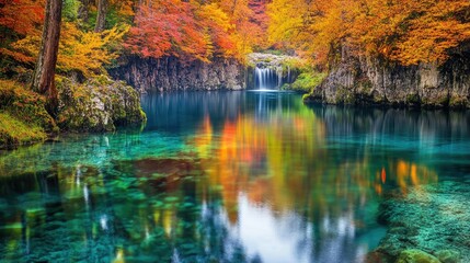 Vibrant Autumn Landscape at Oirase Gorge