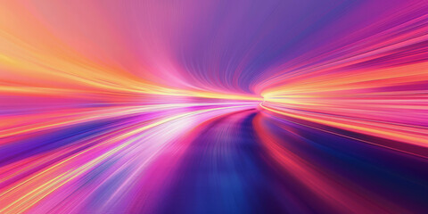 Abstract image of a tunnel with blurred lines and glowing lights, capturing the essence of fast movement and urban acceleration at night