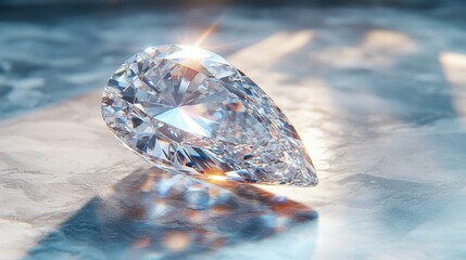 Fototapeta premium Ultra-Realistic Pear-Cut Diamond with Exceptional Brilliance Displayed.