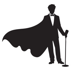  Actor on stage Silhouette  vector black color and solid white background
