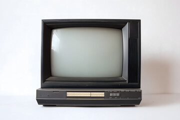 Early 2000s Flat-Screen TV with Thick Black Bezel &ndash; Retro Electronics on Transparent Background
