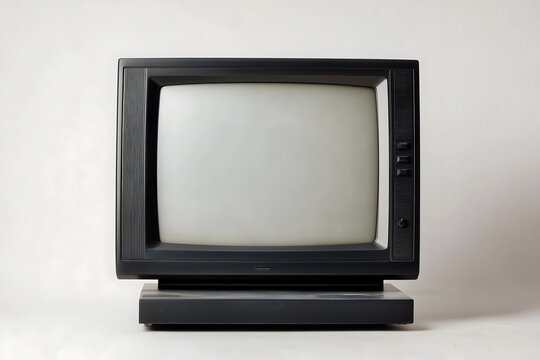 Early 2000s Flat-Screen TV with Thick Black Bezel &ndash; Retro Electronics on Transparent Background