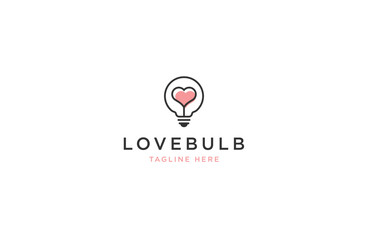 Love bulb with line art style logo icon design template flat vector