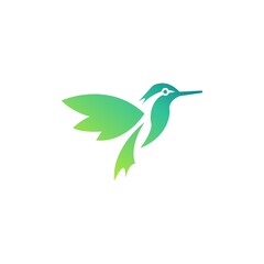 Flying bird gradient vector logo template design