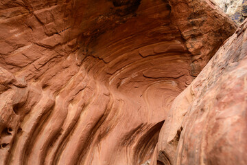 Eroded by water and wind cliffs in the canyon Little Wild Horse Canyon. San Rafael Swell, Utah