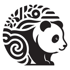 Artistic Panda Icon with Floral Patterns