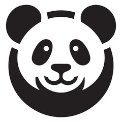 Cute Panda Face Icon Design Illustration