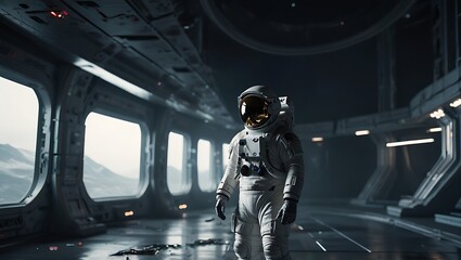 Astronaut in Spacecraft Interior