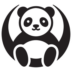 A Panda Sitting On Moon Silhouette